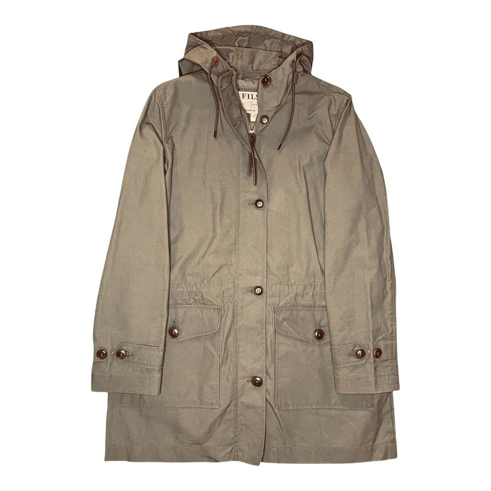 NWOT FILSON Waxed Cotton Field Parka Olive Grey Jacket Women's Size M Medium